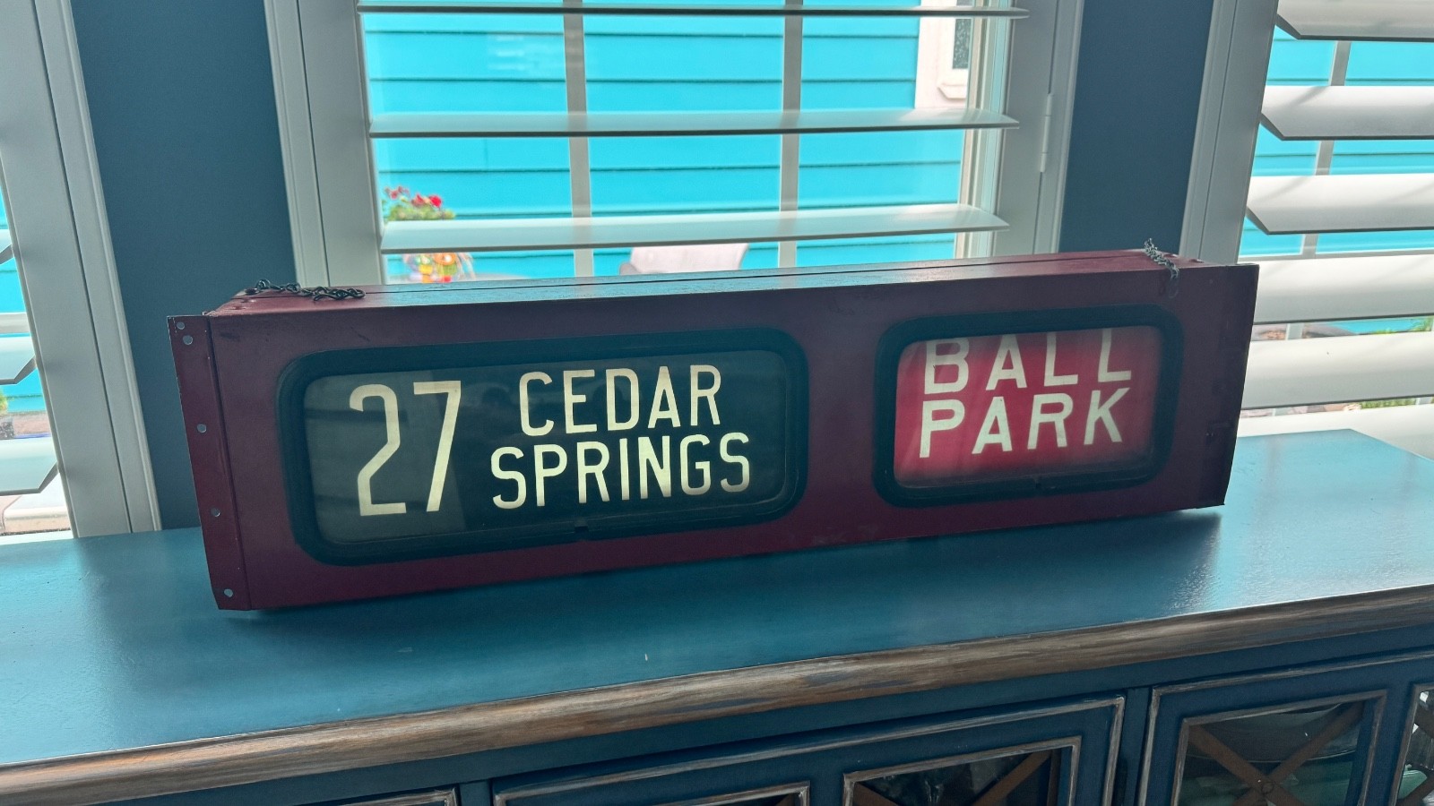 Vintage DALLAS BUS ROLLING SIGN BOX SMU PARKLAND BALLPARK FAIR-PARK LOVE FIELD