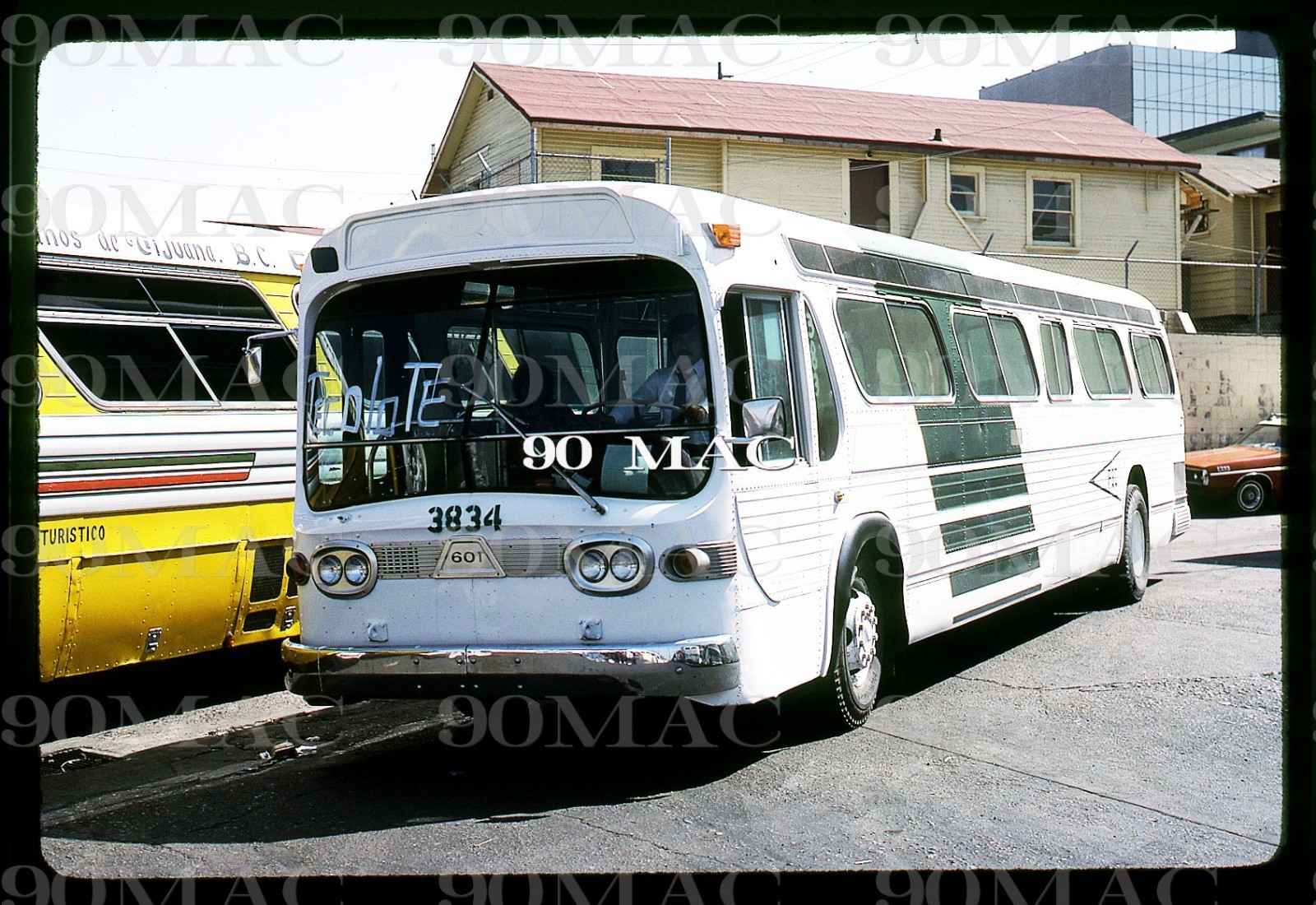 ABC. GM COACH BUS #3834. Tijuana (MX). Original Slide 1985. AC TRANSIT!