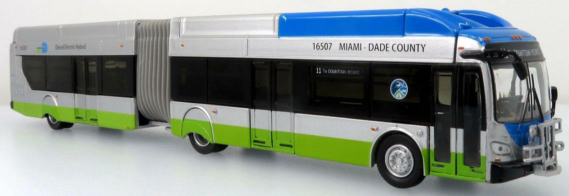 New Flyer Xcelsior Articulated Bus Miami Dade, FL 1:87-HO Scale Iconic Replica