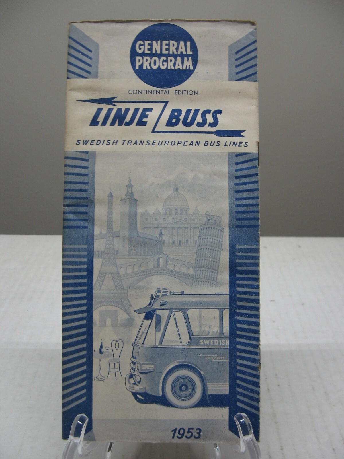 1953 Linje Buss Swedish TransEuropean Bus Lines General Program Timetable