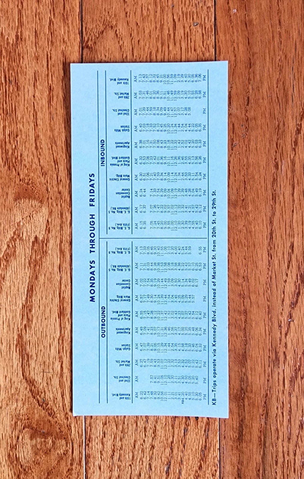 1974 SEPTA BUS TIME TABLE ROUTE 45 PHILADELPHIA PA –
