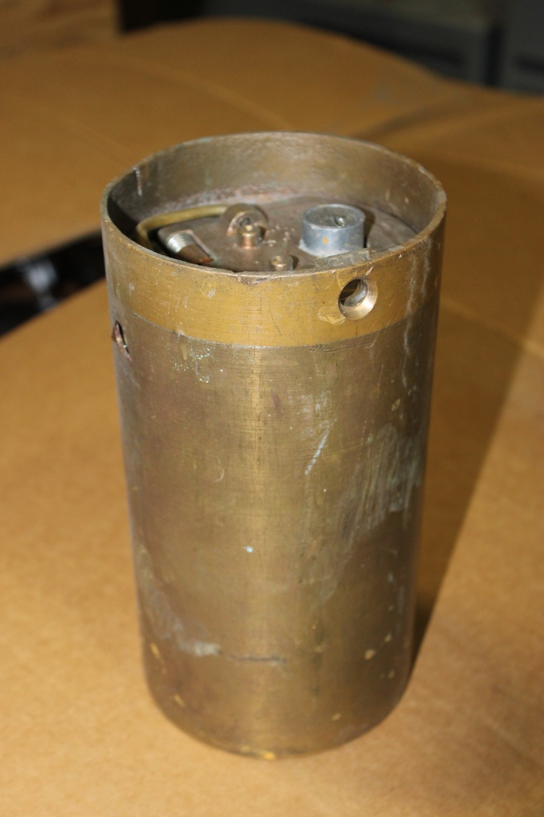 Vintage Diamond Mfg Brass Fare Box Money Vault Cylindrical