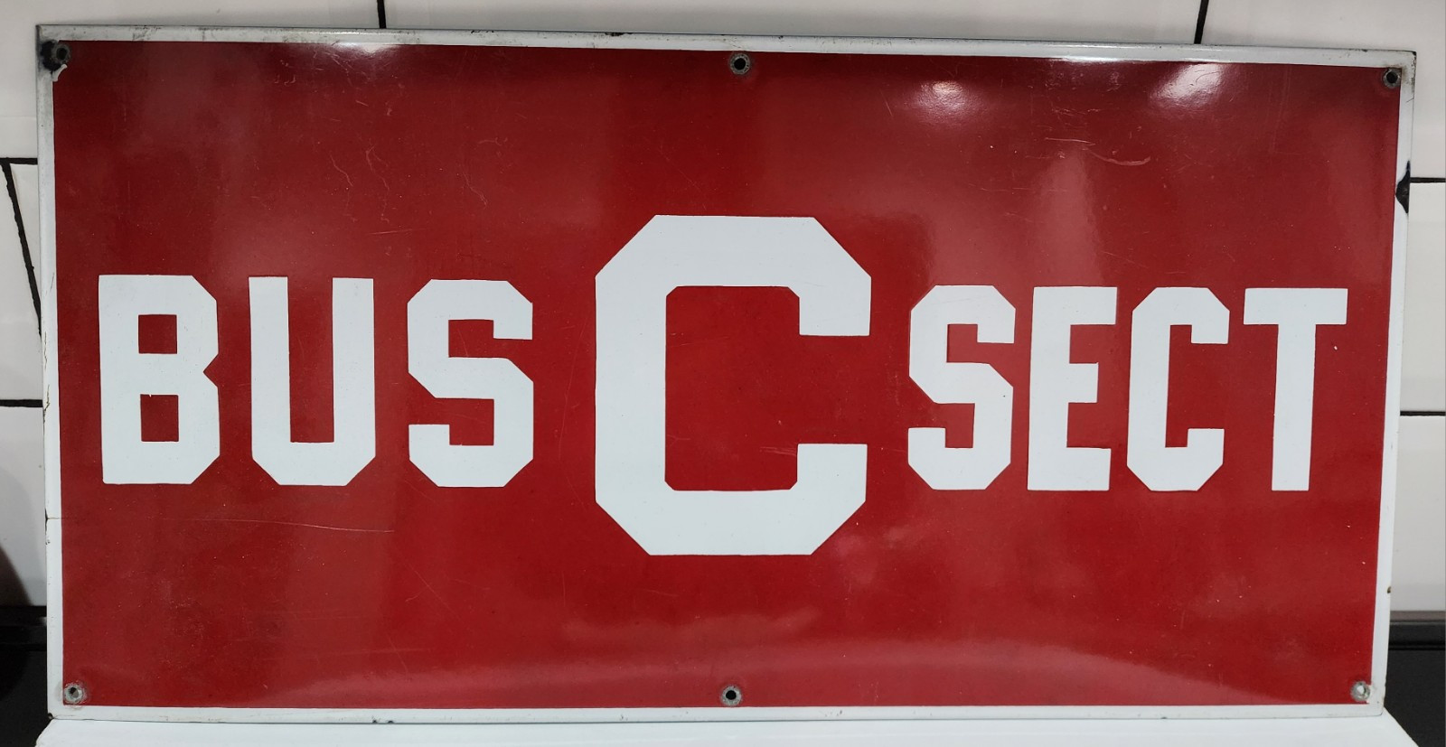 Vintage Porcelain Bus C Section Sign