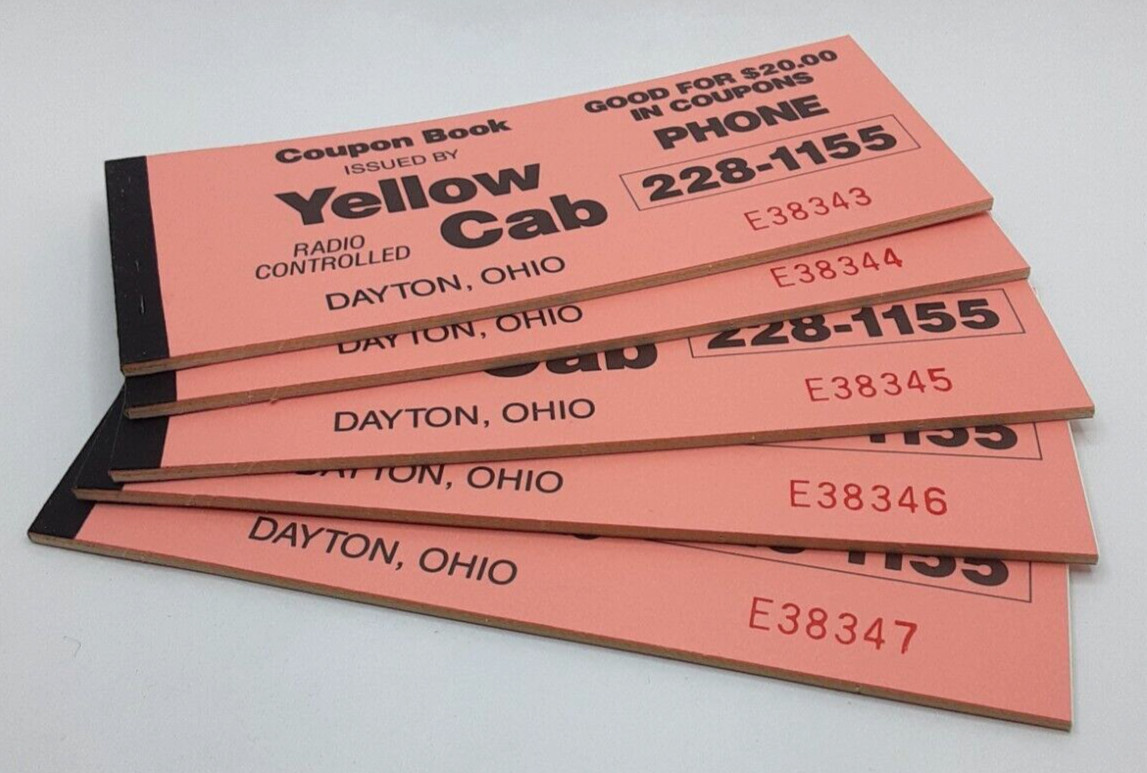 Yellow Cab Coupon Books Vintage Script Taxicab Driver Decoupage Crafts Lot of 5