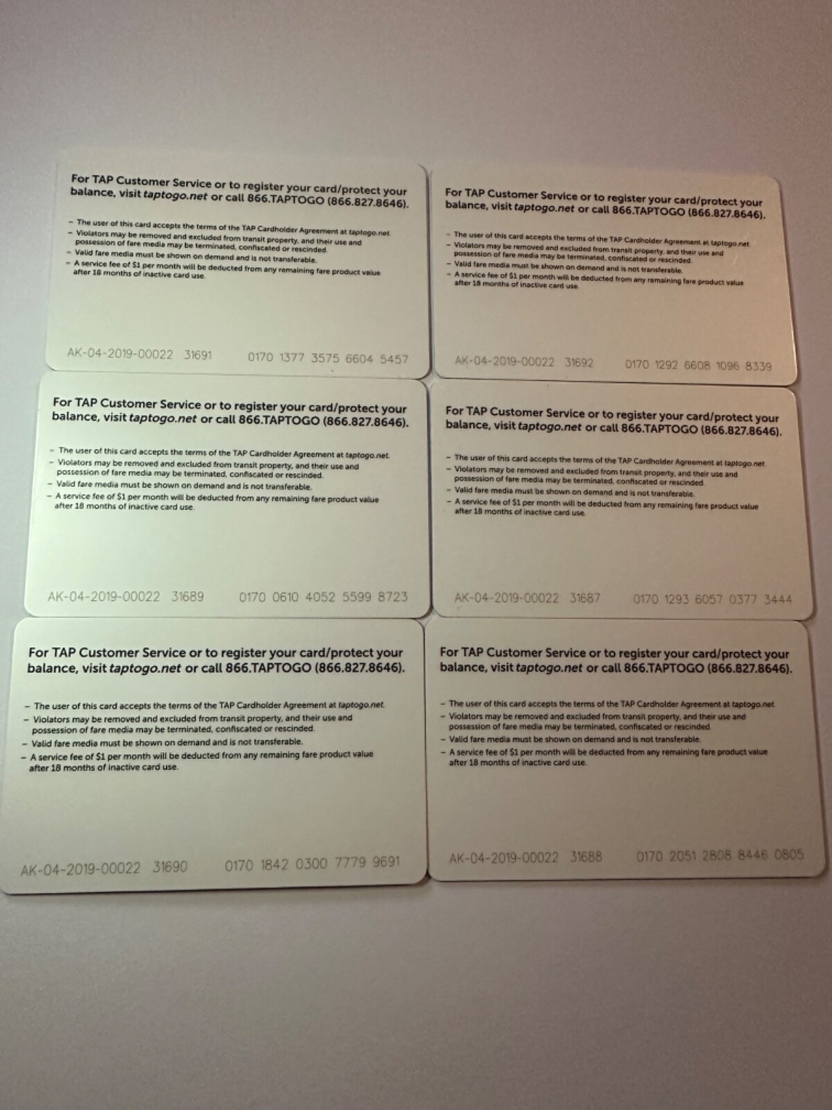 Metro TAP card Independence Day July 4th BUS Subway Transit Limtd NOT Loadable