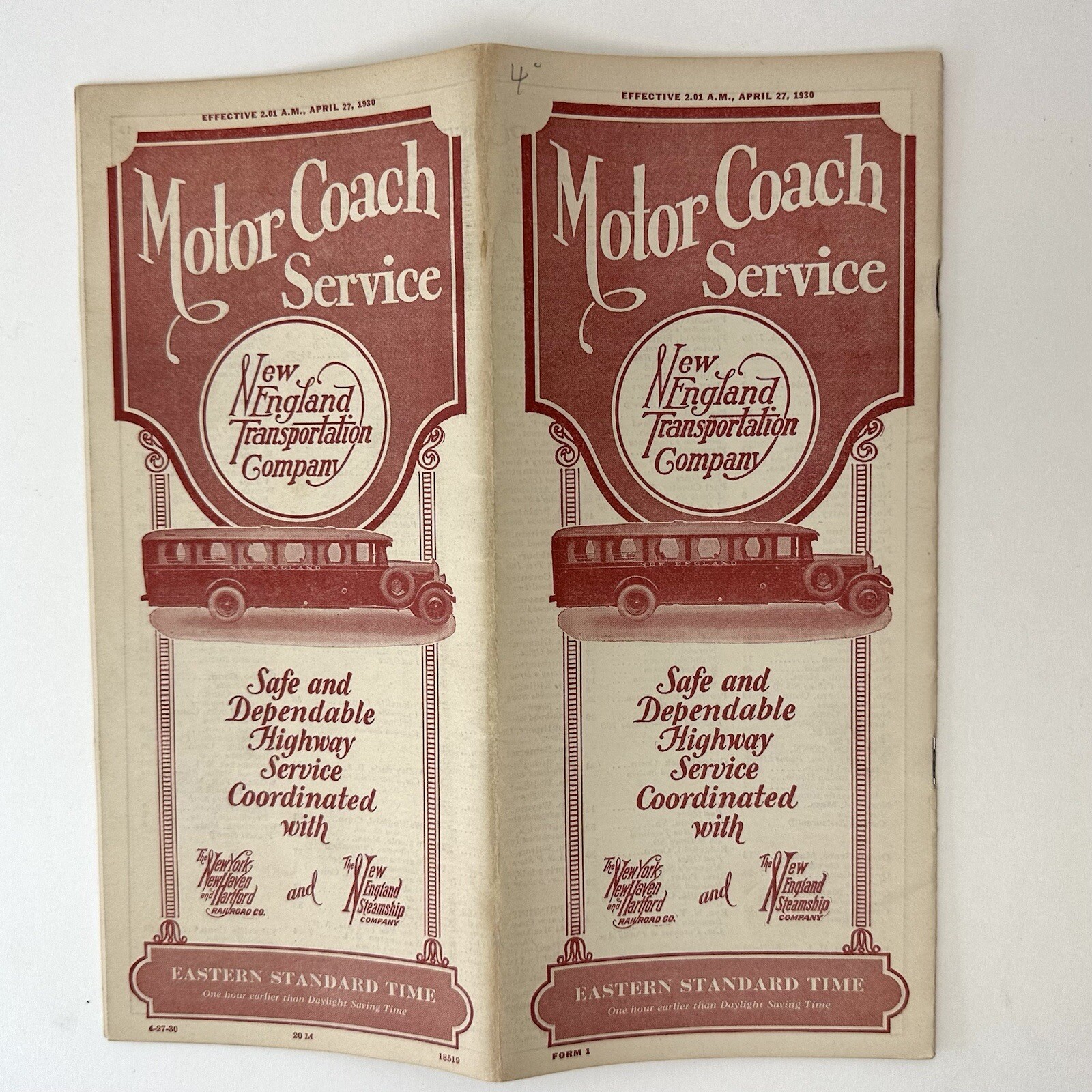 Antique Motor Coach Service New England Transportation Company April 27 1930