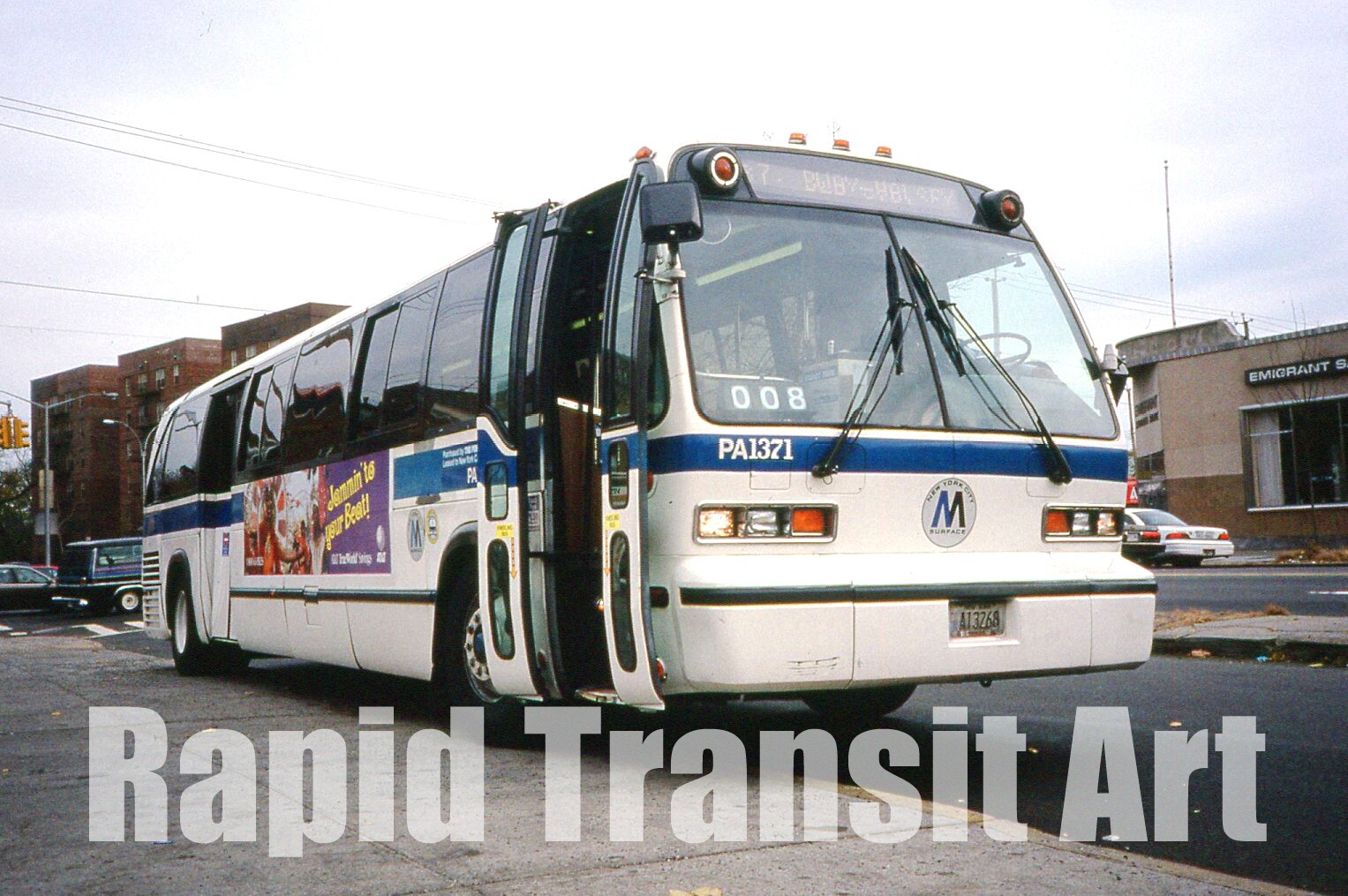 Vintage 1995 Slide New York City RTS Bus PA1371 Rt B7 Kings Highway Brooklyn NYC