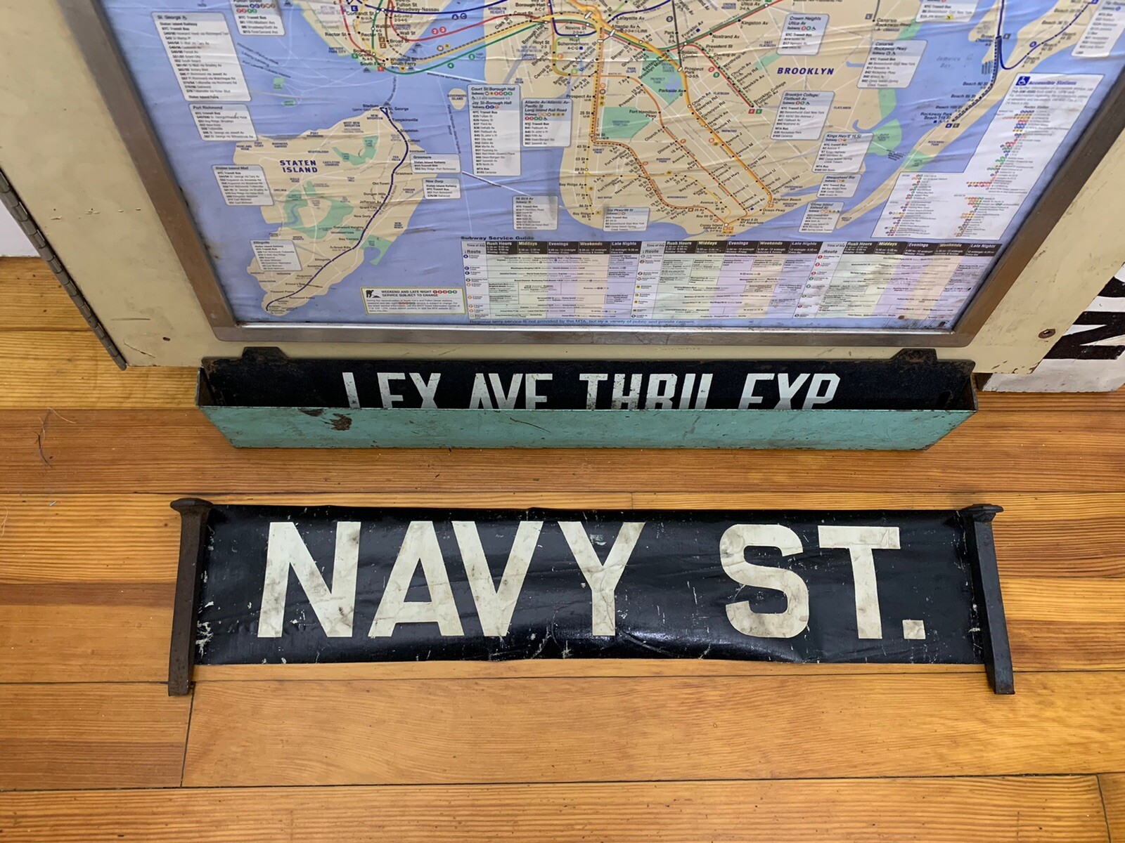 NY NYC BUS ROLL SIGN NAVY STREET ELEVATED FORT GREENE JAY STREET BROOKLYN YARD