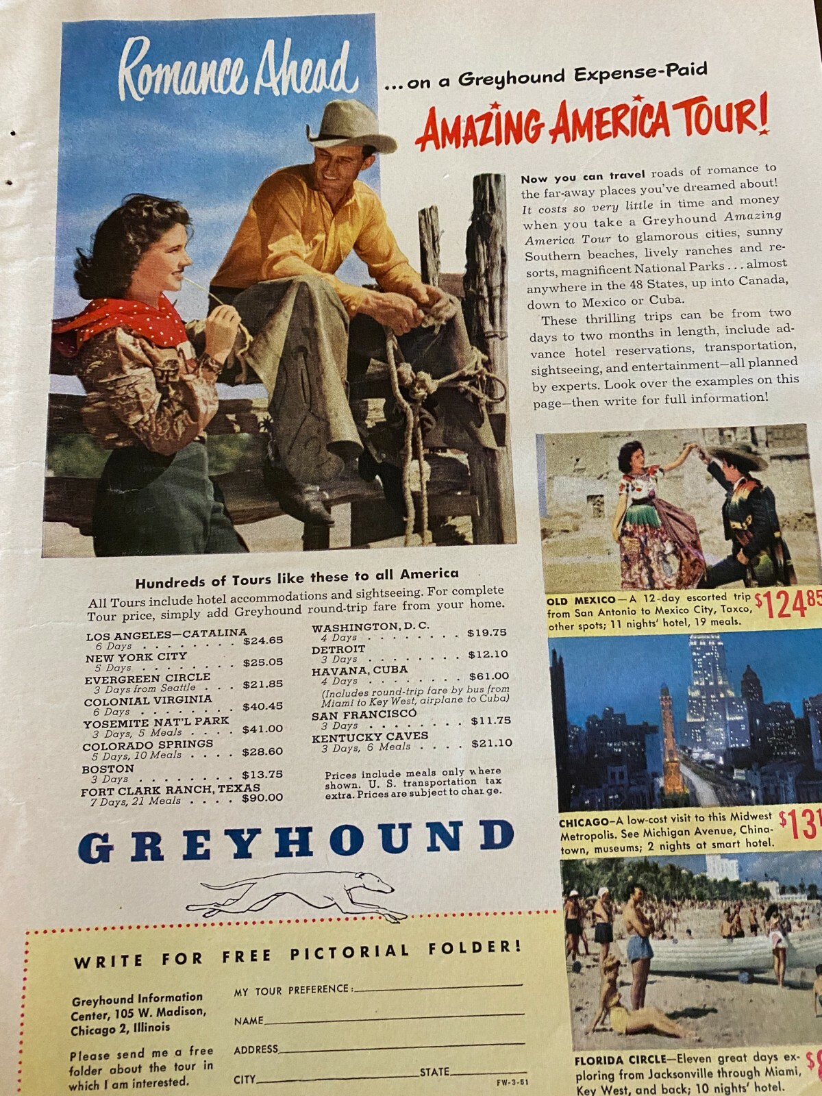 Greyhound Bus, Full Page Vintage Print Ad