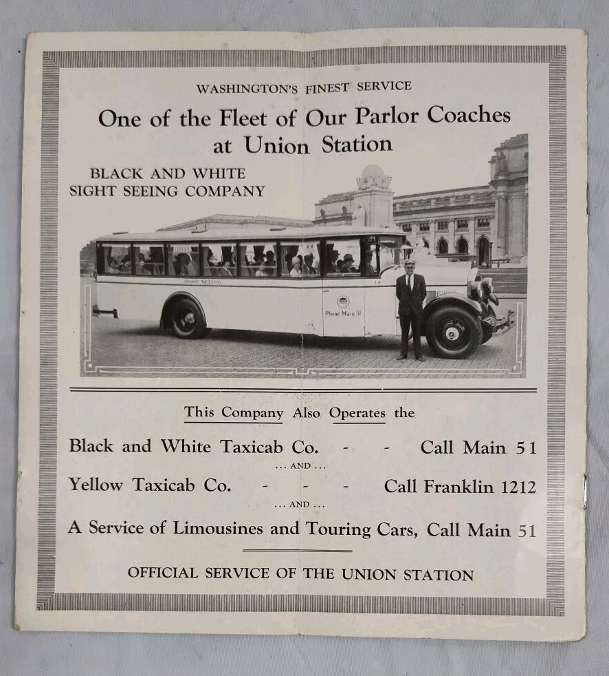 1930s Black & White Sight Seeing Co. Brochure Washington DC Tours/Parlor Coach