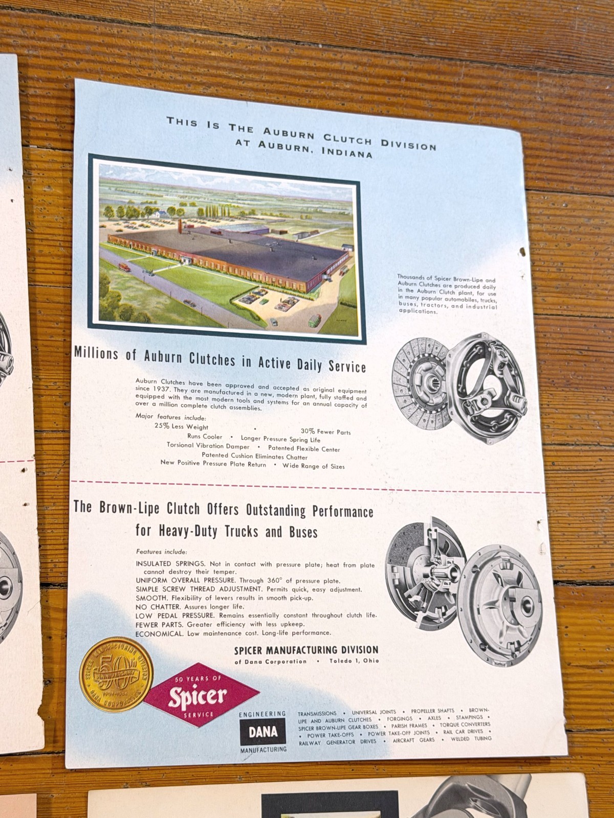 LOT OF 4 Print Ads DANA Auburn Clutch Spicer Axle Print Ads Lot Brown-Lipe Heavy
