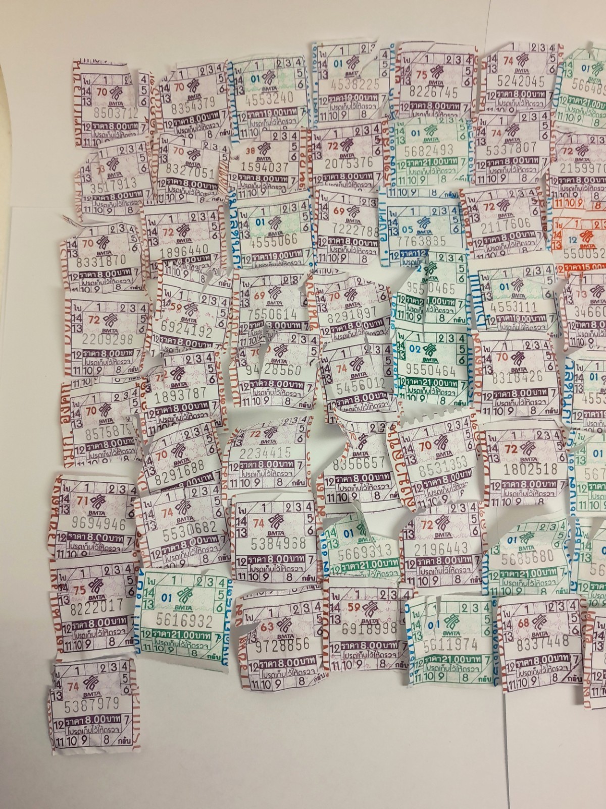 180 Used Bus Tickets Buses Collectible Good Condition Thailand Bangkok