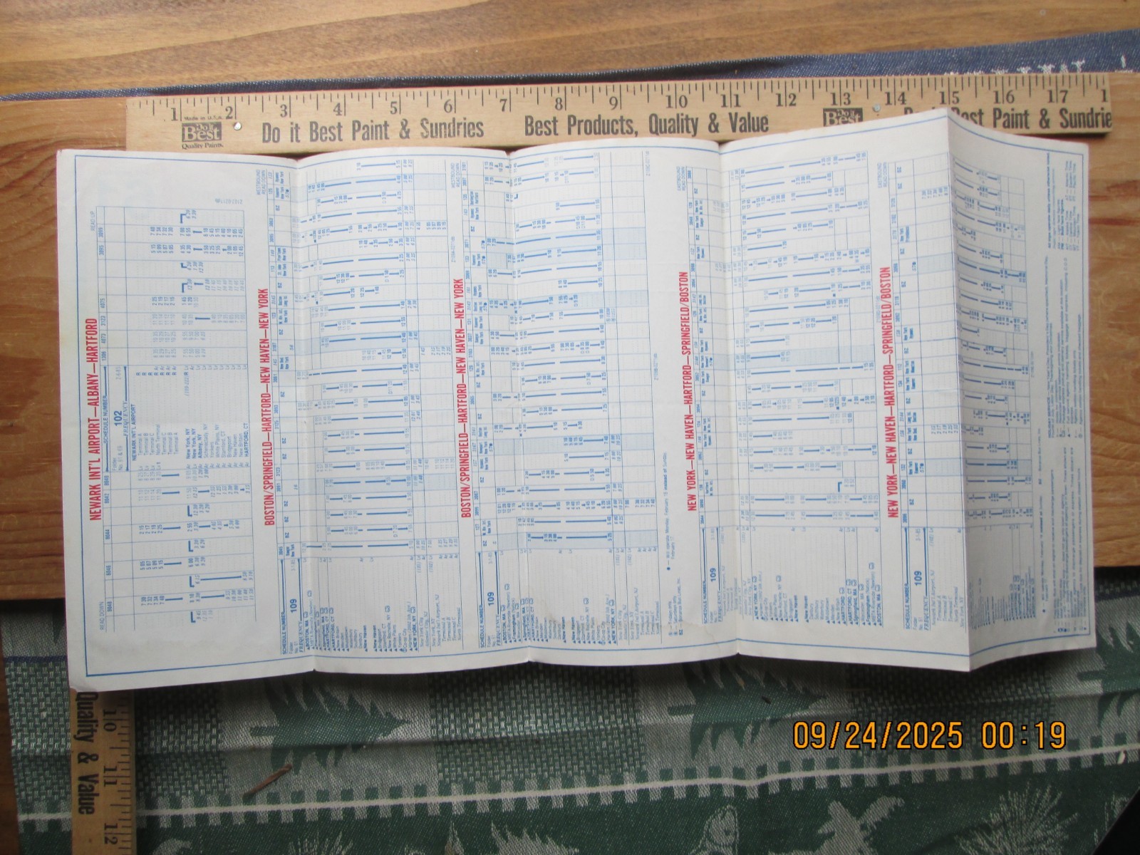 Greyhound timetable New England – NYC #61 March 1 1985
