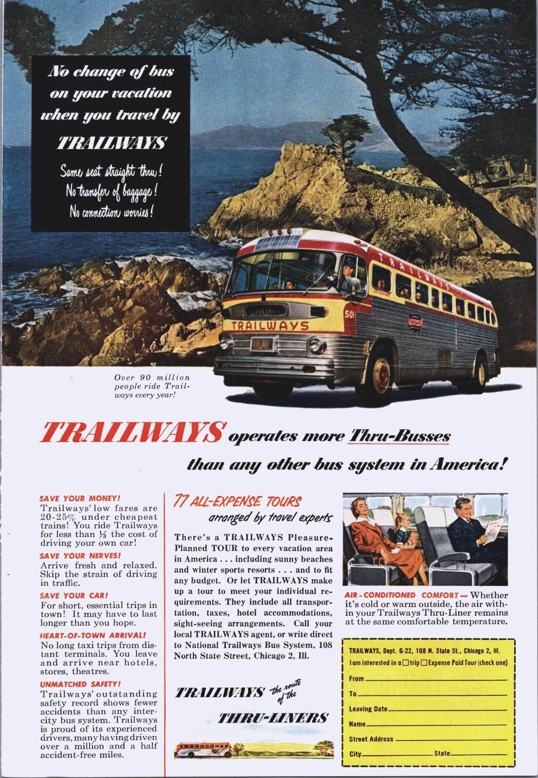 LOT OF 20+ Print Ads Greyhound Trailways Bus Line Travel Vacation MID CENTURY