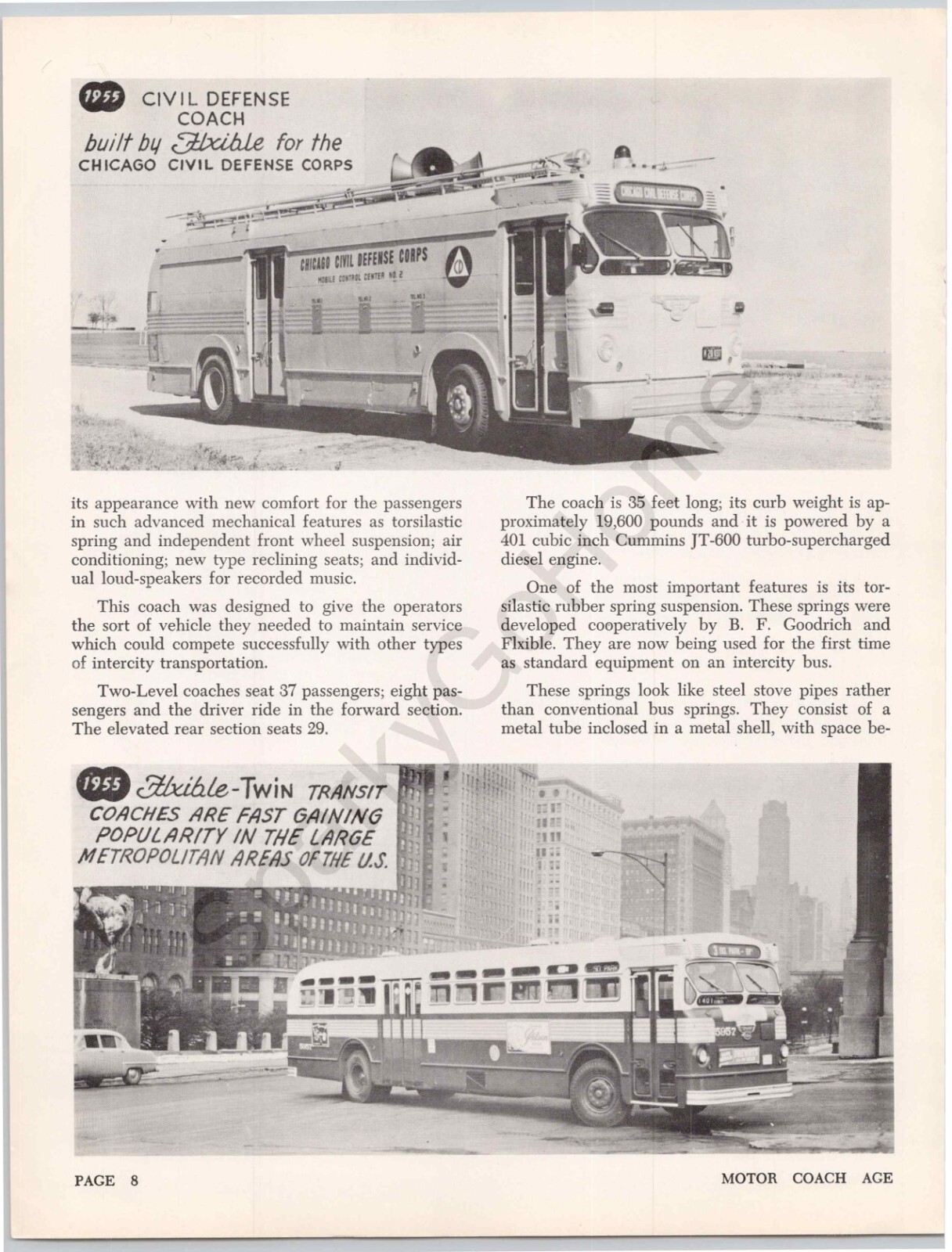 Chicago Civil Defense Corp Coach Bus Custom 1955 Flxble Authentic Article