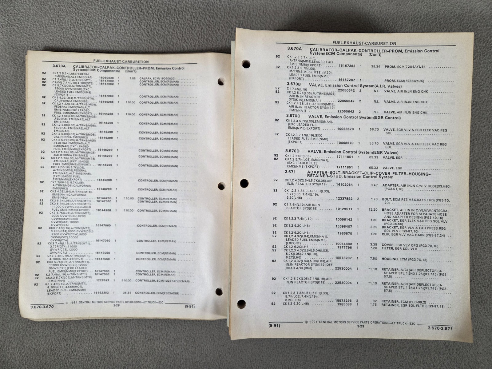 GM CK 1992 Illustrated Parts Catalog # 53C