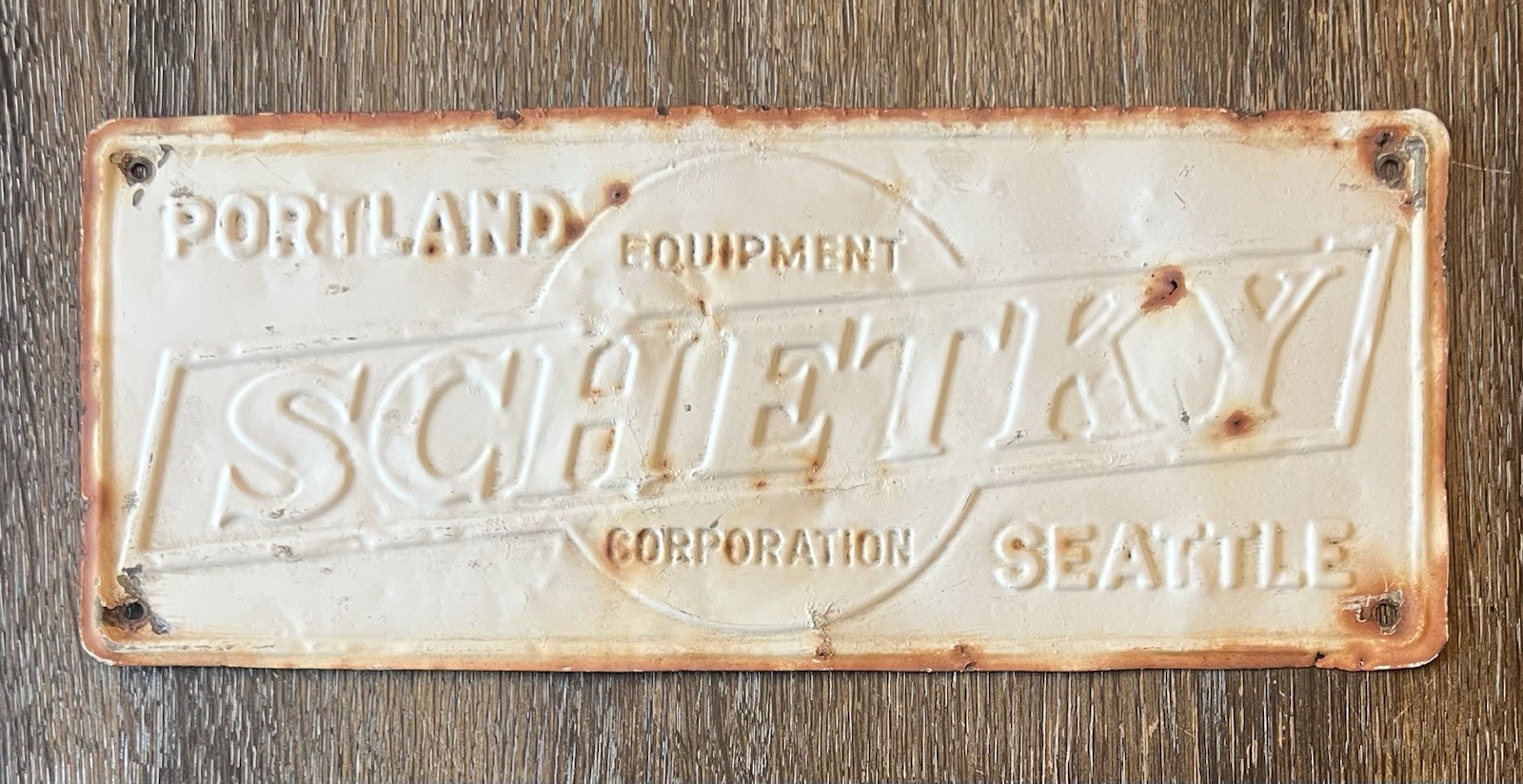 Vintage Schetky Equipment Bus & Van Sales Transportation Metal Sign Portland