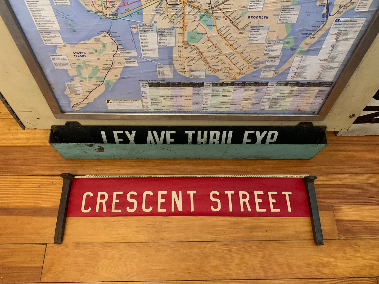 BROOKLYN RED NYC BUS ROLL SIGN CROSSTOWN DEPOT CRESCENT STREET EAST NEW YORK ART