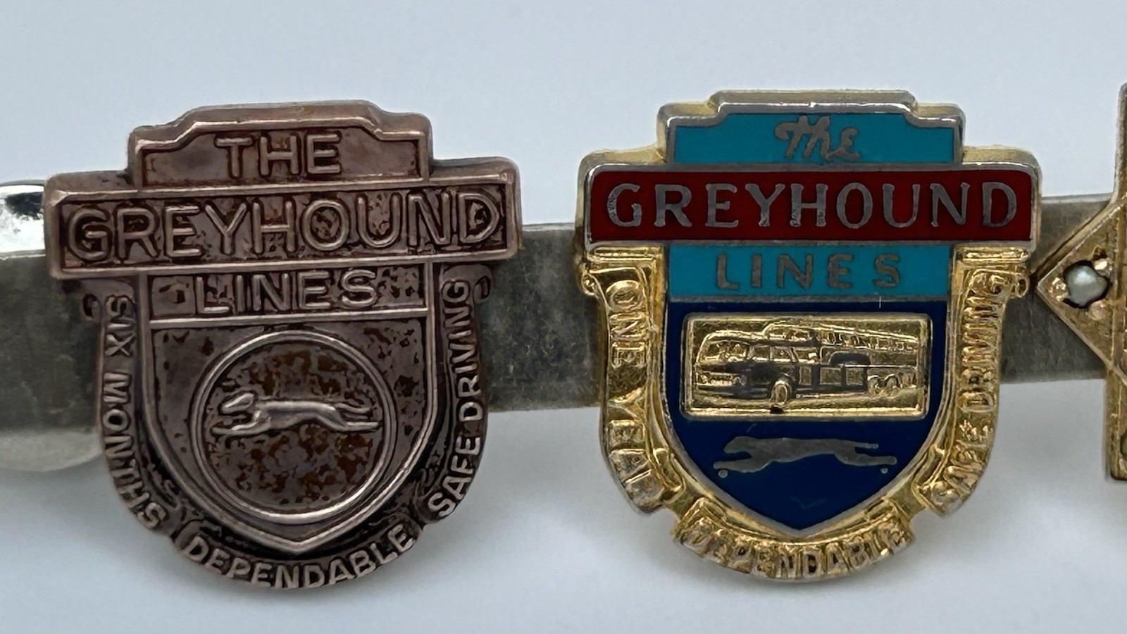 Vintage Greyhound Bus Co Lines Employee Service Award Gem & Enamel Pins
