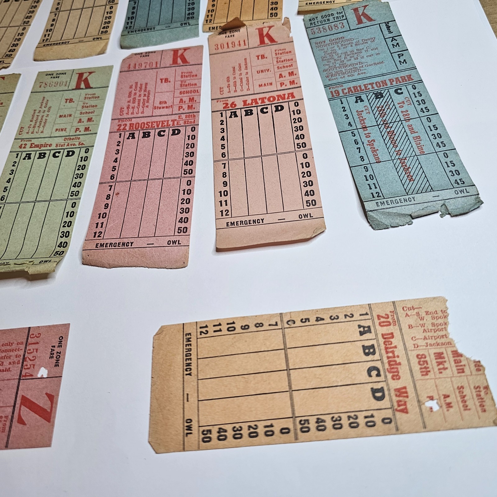 1950s SEATTLE TRANSIT SYSTEM TICKET CARD LOT BUS TROLLEY DRIVER MOTOR COACH FARE