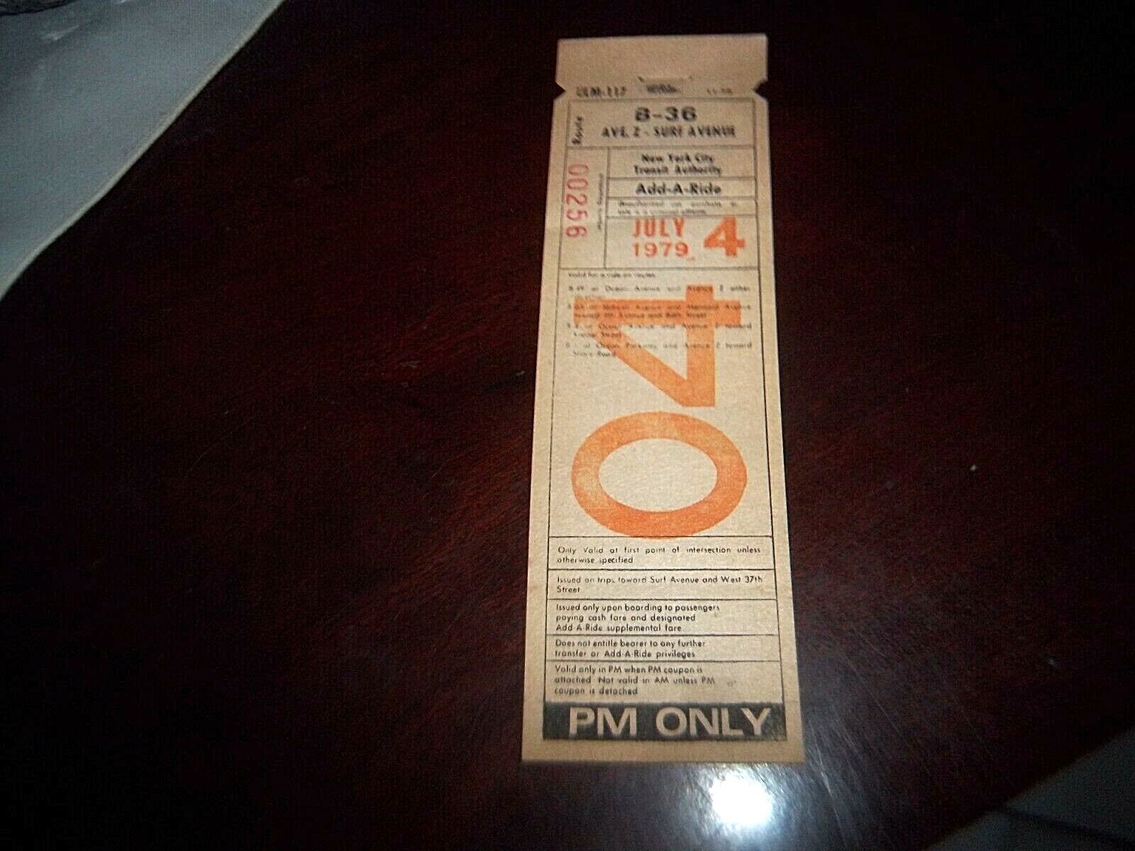 NYCTA BROOKLYN NY NYC BUS TRANSFER 1979 ADD-A-RIDE SURF AVENUE STILLWELL MERMAID