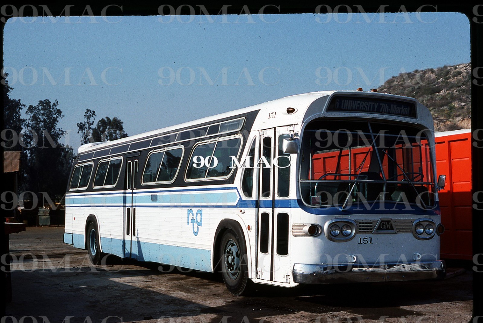 RIVERSIDE TRANSIT-RTA. GM COACH BUS #151. Riverside (CA).2 Original Slides 1977.