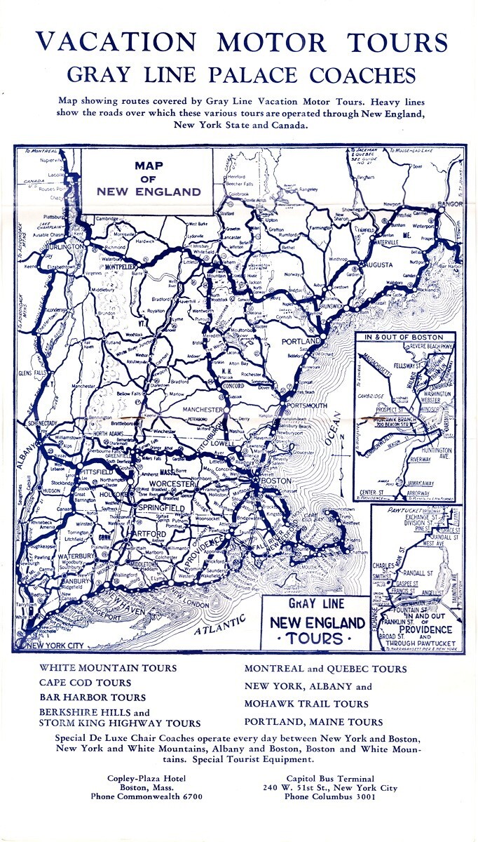 1920’s Gray Line Boston Motor Tour Travel Guide with Centerfold Map