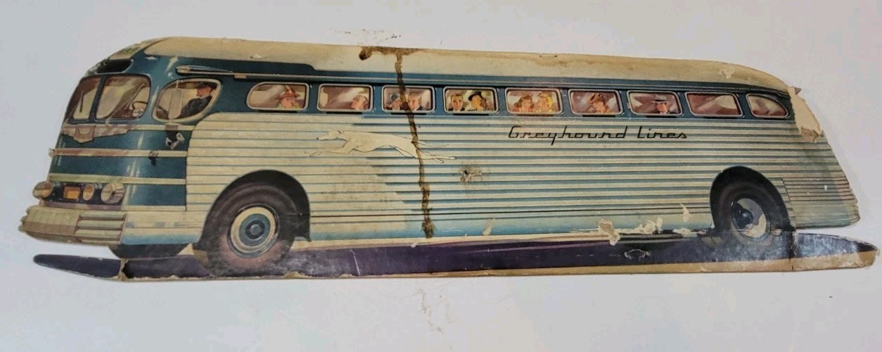 Vintage Greyhound Lines Bus Advertisement CARDBOARD STAND-UP