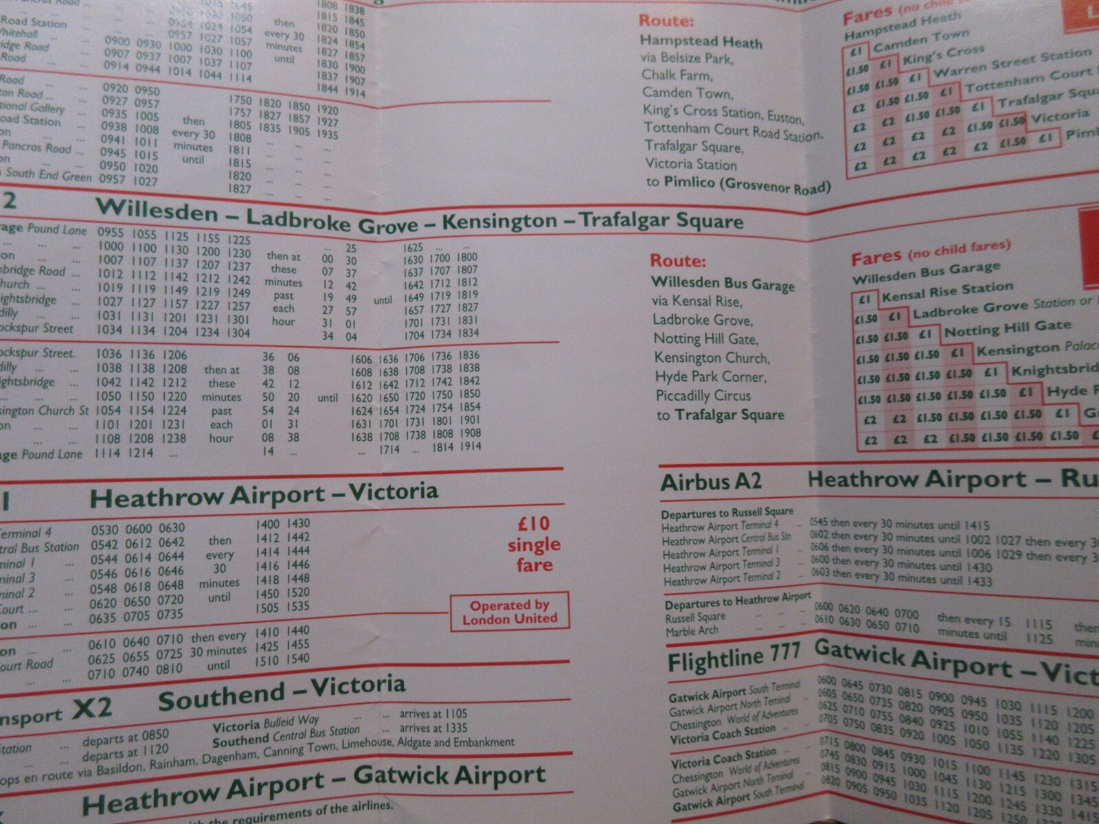 1996 Christmas Day Bus Services guide to buses in London schedule