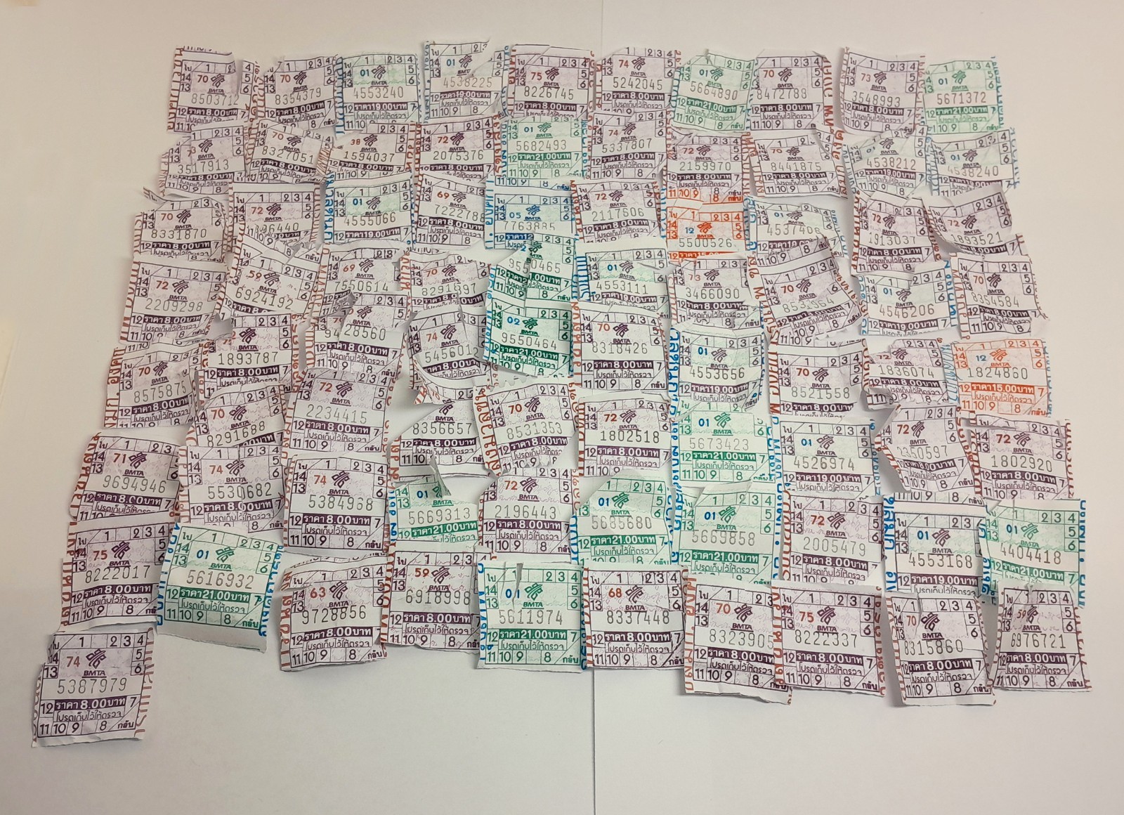 180 Used Bus Tickets Buses Collectible Good Condition Thailand Bangkok