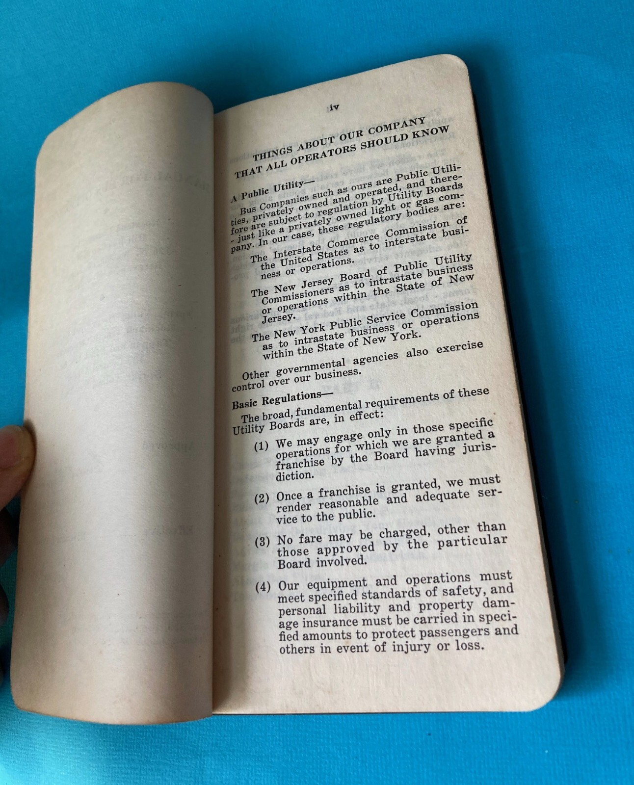 1946 Manual Bus Operators Spring Valley Motor Coach Rockland County Tappan NY