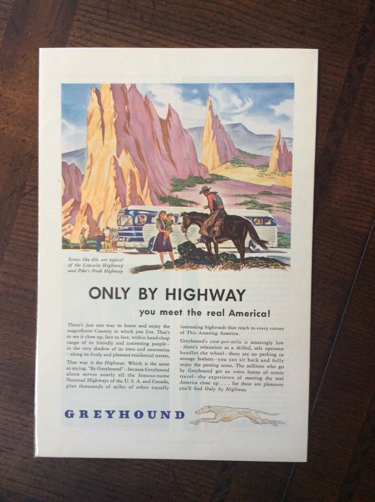 1944 vintage original Print ad Greyhound Bus Line Meet The Real America