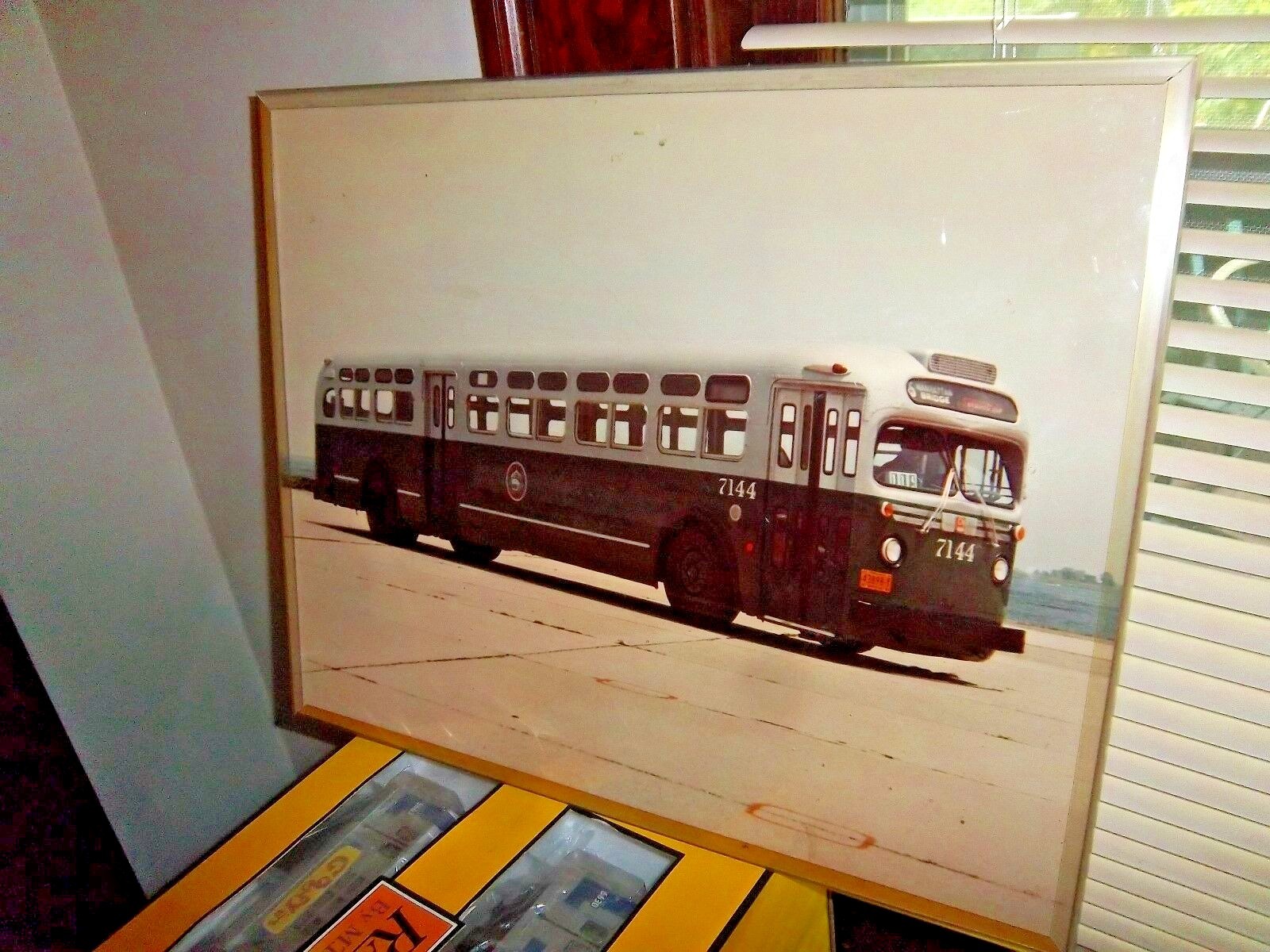 ORIGINAL KODAK 20X16 NYC GM BUS 7144 MANHATTAN BRIDGE NY NEW YORK PHOTOGRAPH NOS
