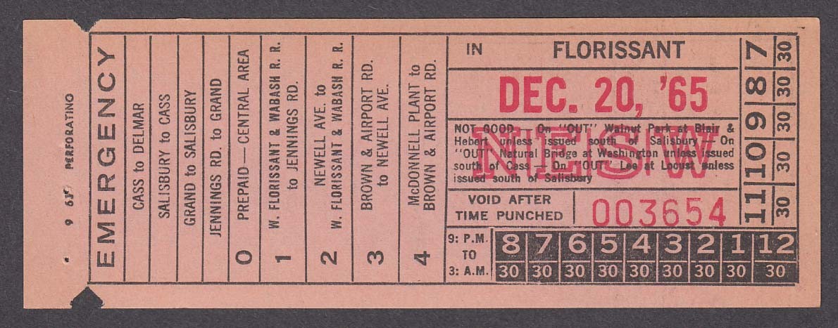 Bi-State Transit System Florissant bus transfer 1965