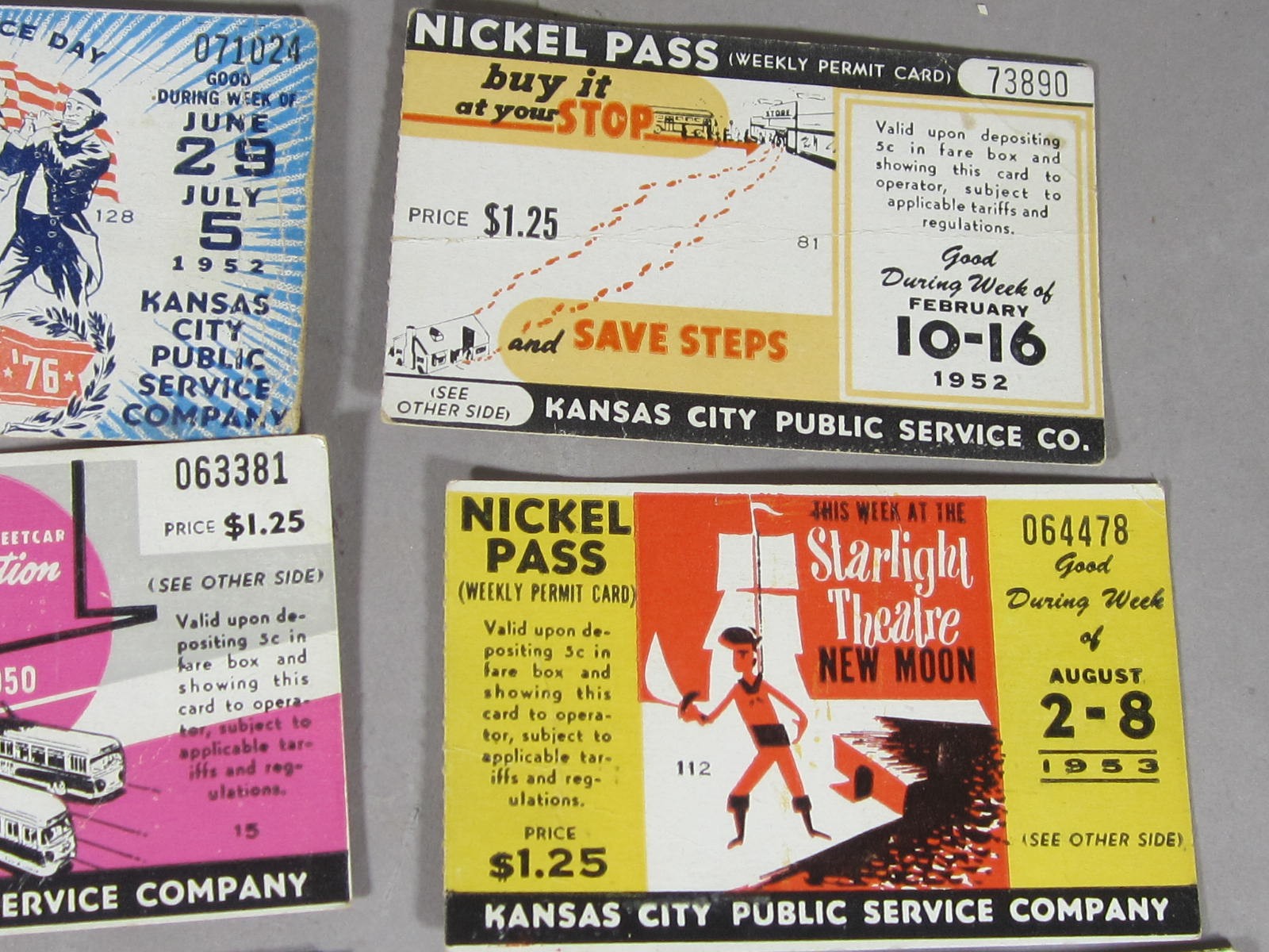 Vintage 1950’s KANSAS CITY Transit Bus NICKEL PASS 14 pcs