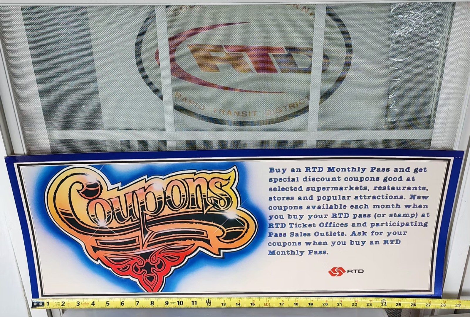 RTD Bus Southern California Rapid Transit Pass Ad 70’s Los Angeles Paper Sign