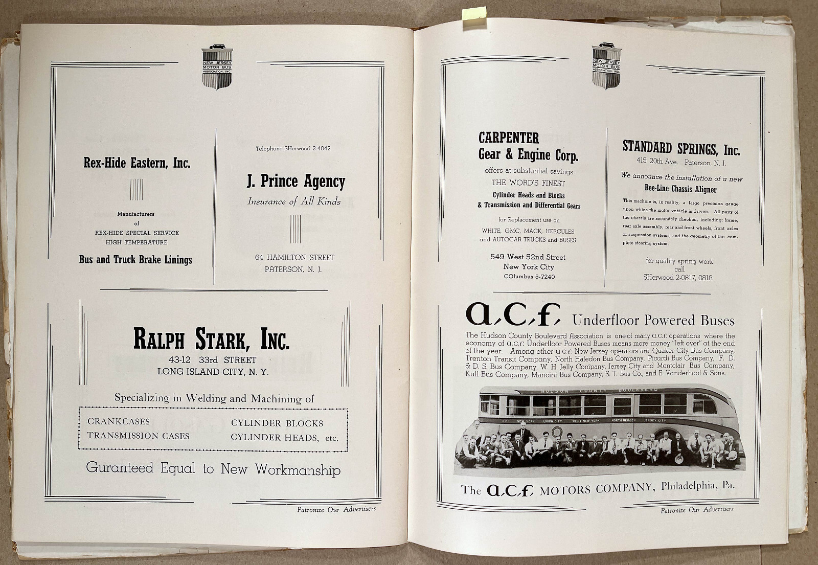 Rare 1940 NEW JERSEY MOTOR BUS ASSN. Convention Souvenir Program Book w/Ads
