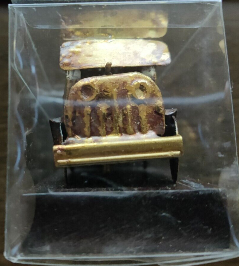 Vintage Bus Minatare Golden color made Tin with Wooden base