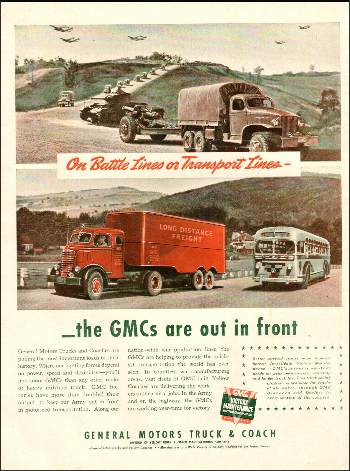 1943 WW2 AD GMC TRUCK AND COACH , Battle Lines & Transport Lines 051919
