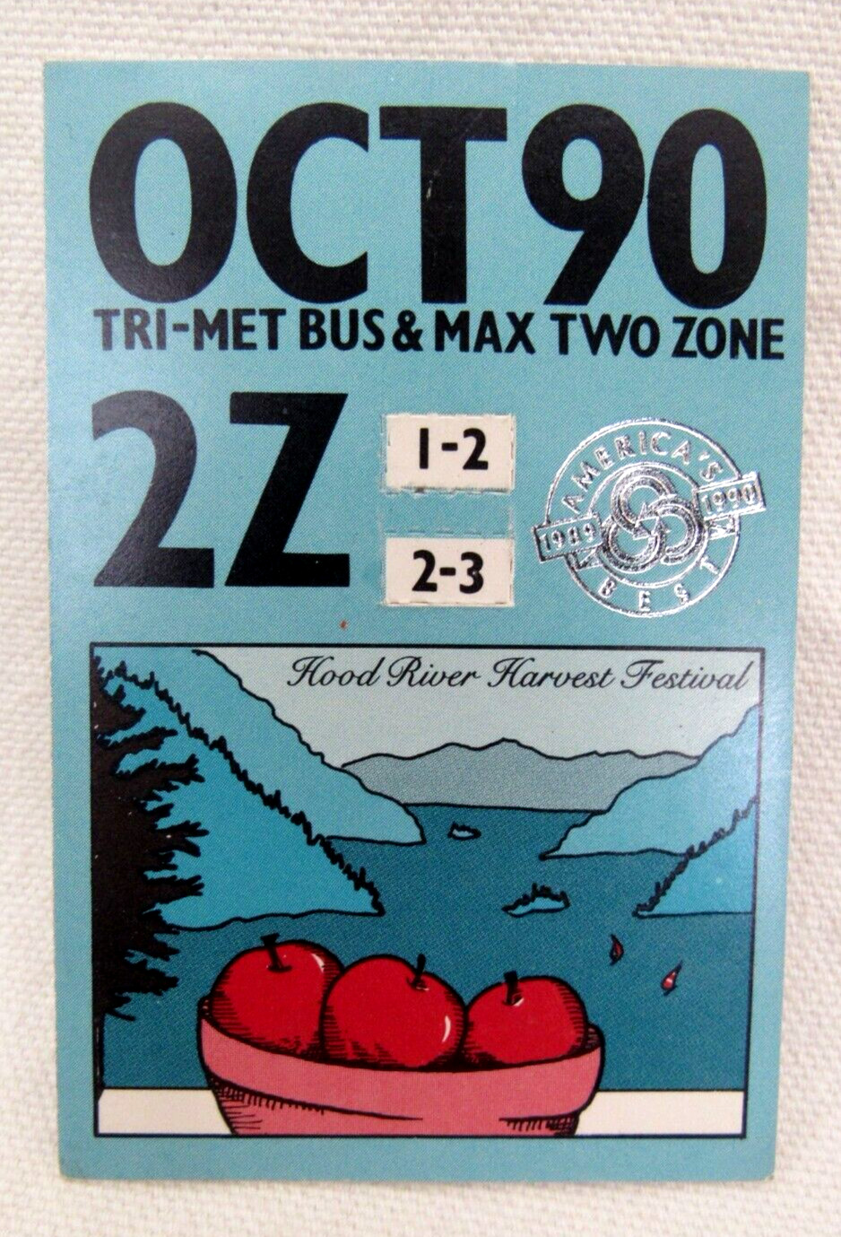 Vintage Tri-Met Bus & Max Light Rail Oct. 1990 Monthly Pass Portland Oregon OR