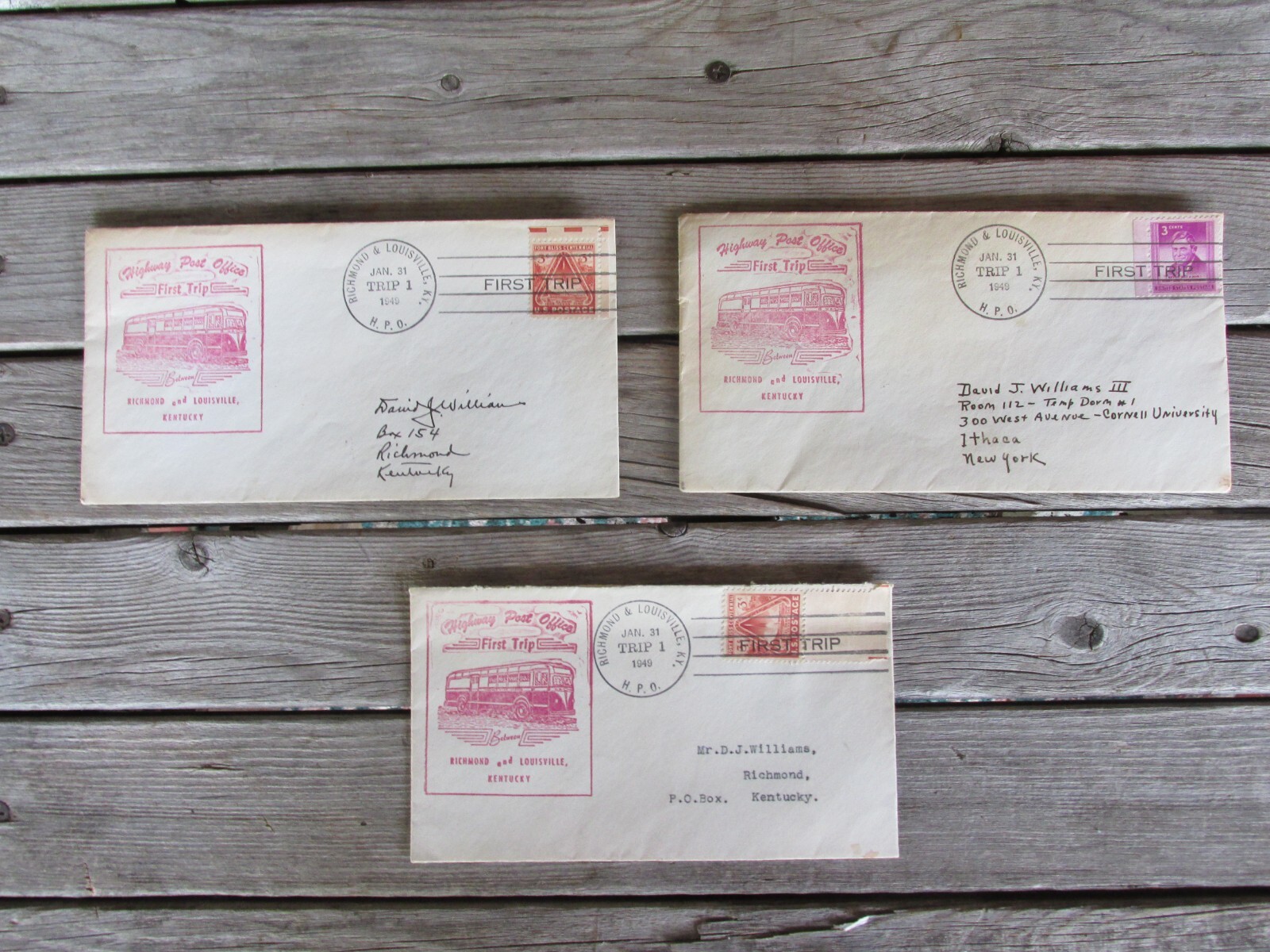 1949 BUS Highway Post Office FIRST TRIP Envelopes Stamps Will Rogers Fort Bliss