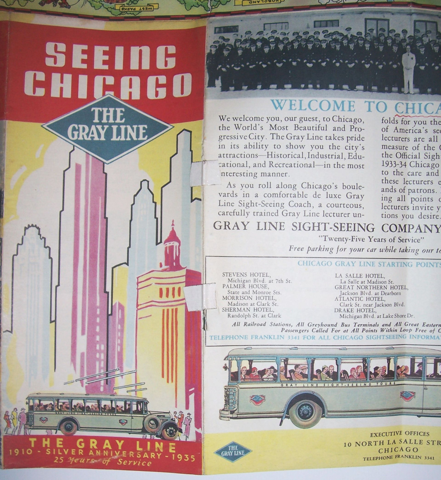 1935 Brochur Seeing Chicago The Gray Line bus !
