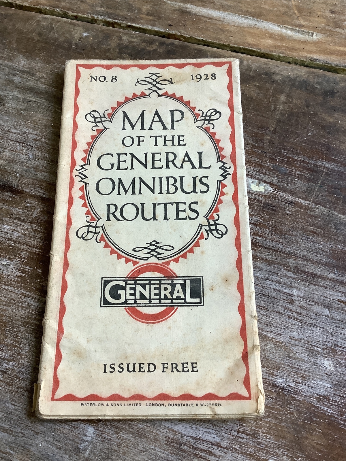 vintage map of the general omnibus routes 1928 number eight England