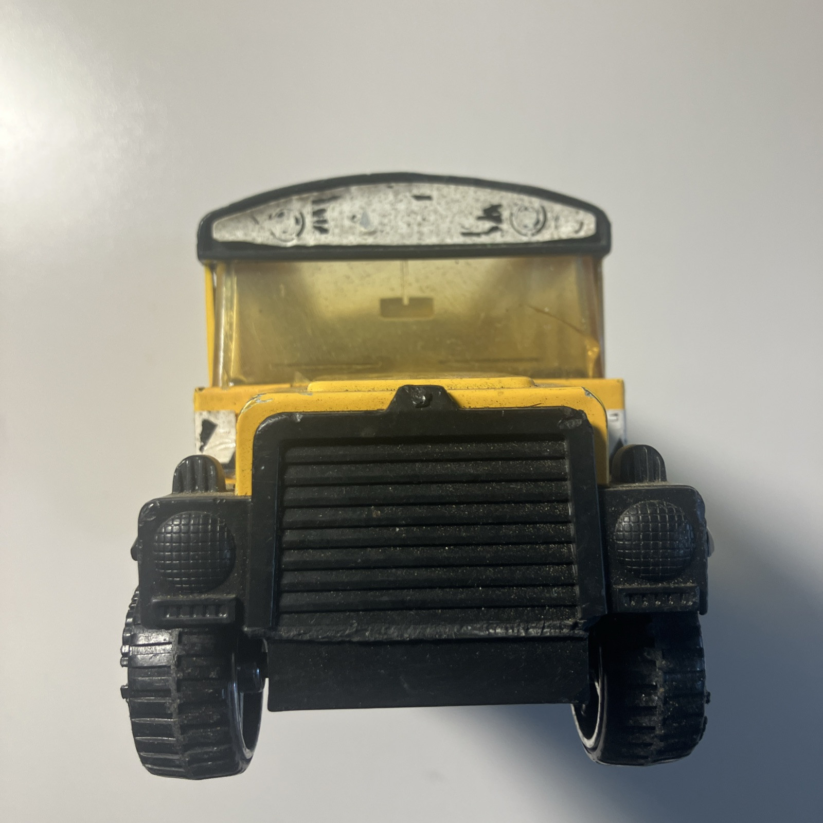 Vintage Buddy L School Bus 9.5″ Open Top Black Wheels Toy Vehicle USED