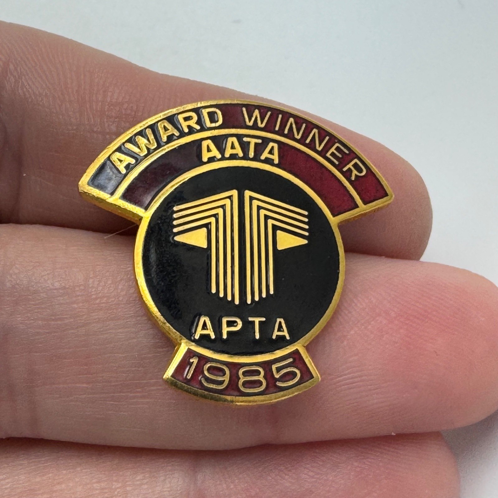 AATA APTA 1985 Award Winner Public Transit Lapel Pin Black Gold