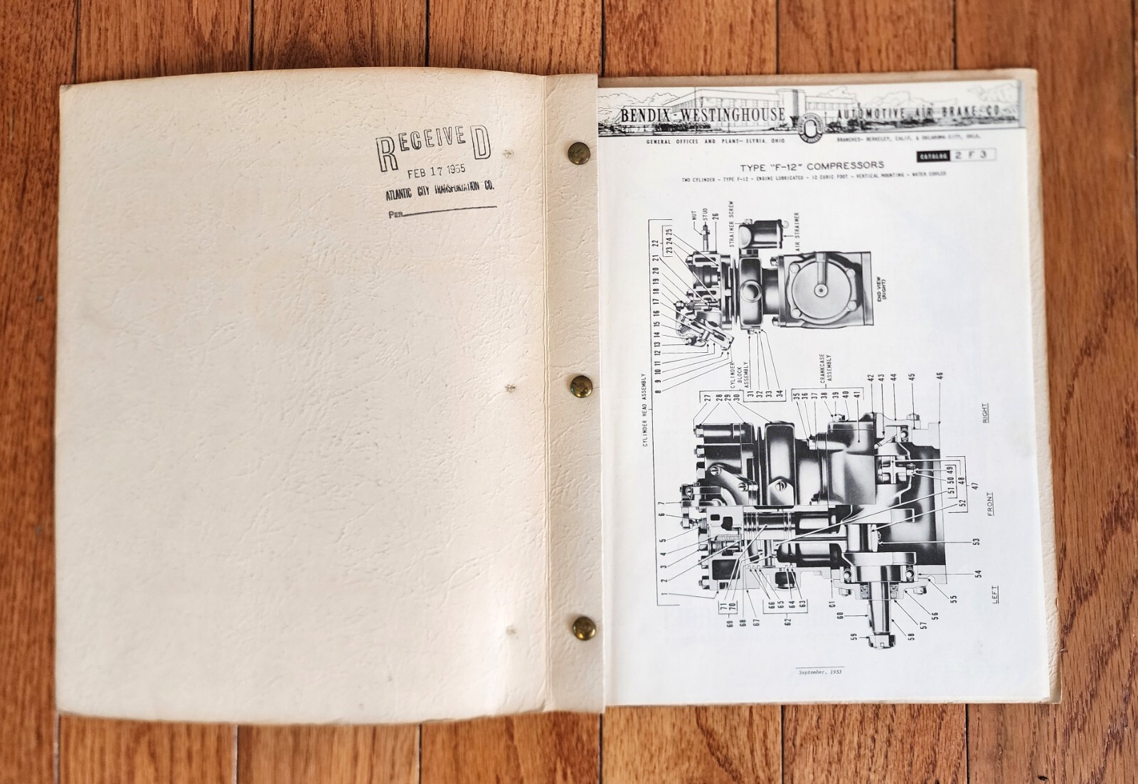1955 BENDIX WESTINGHOUSE AUTOMOTIVE AIR BRAKE MANUAL 45-S TWIN COACH BUS ACTC NJ