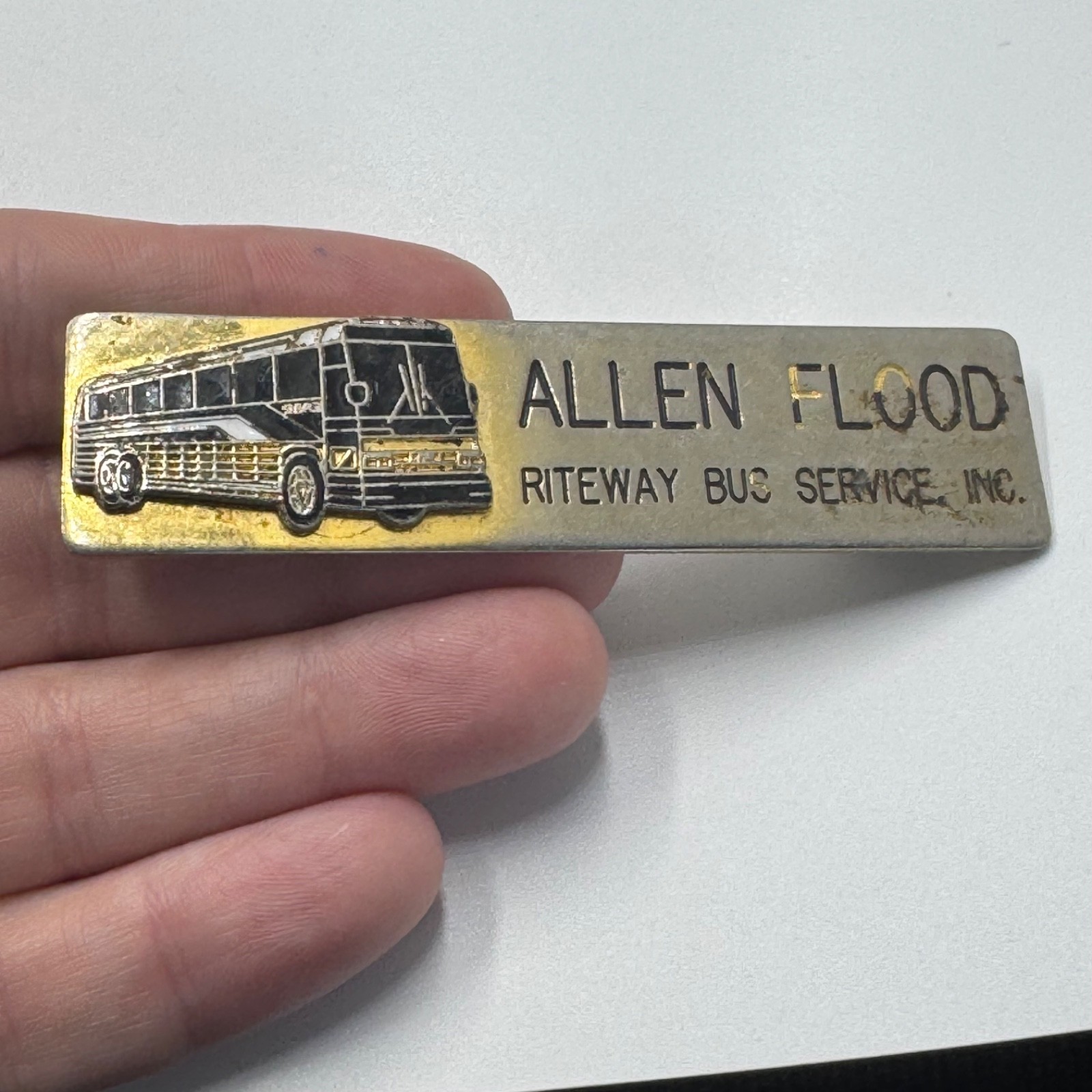 Vintage Riteway Bus Service Name Badge Lapel Pin Driver Metal Brass