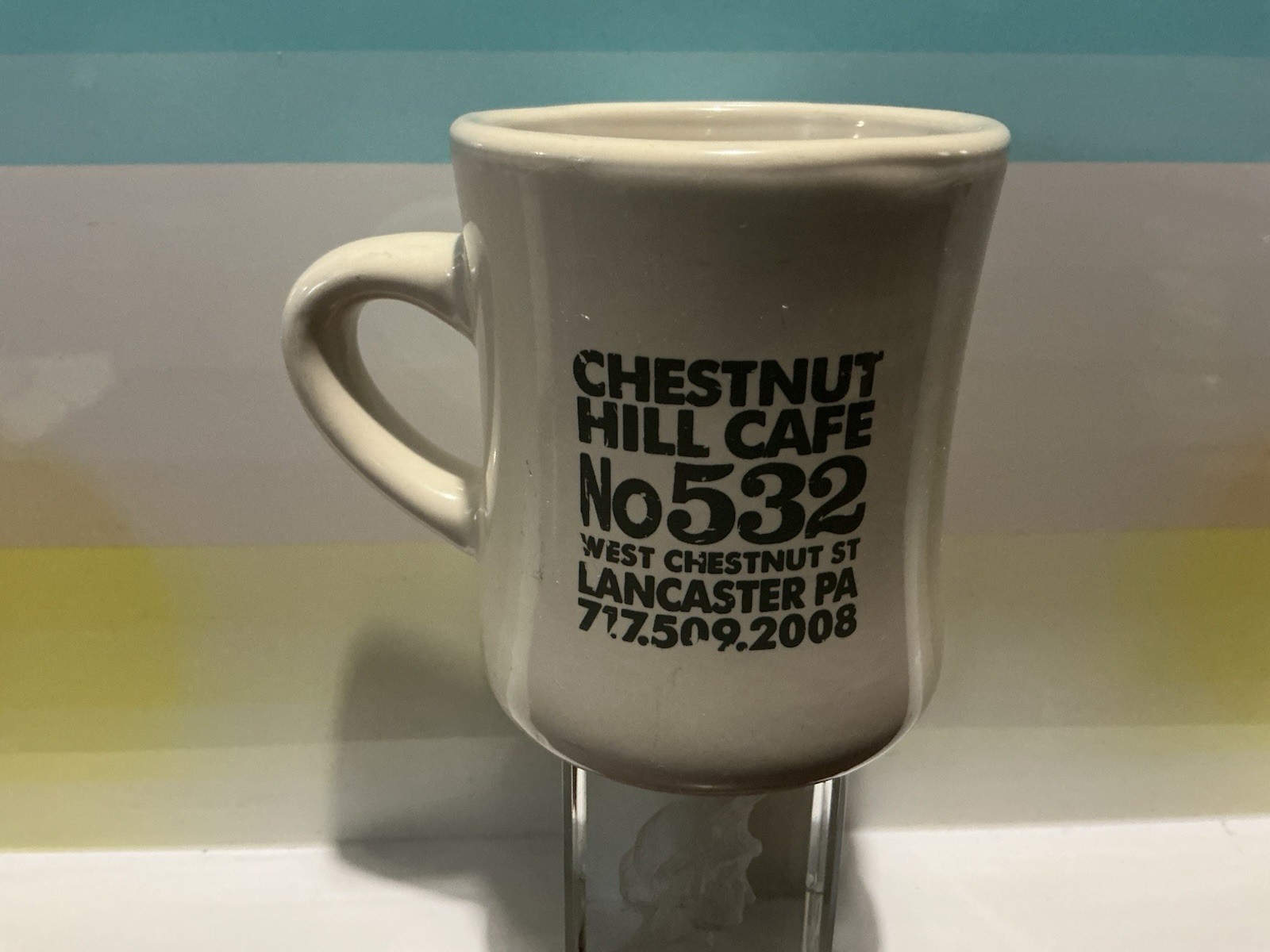VINTAGE CHESTNUT HILL CAFE Lancaster Pennsylvania Coffee Mug/ Cup White