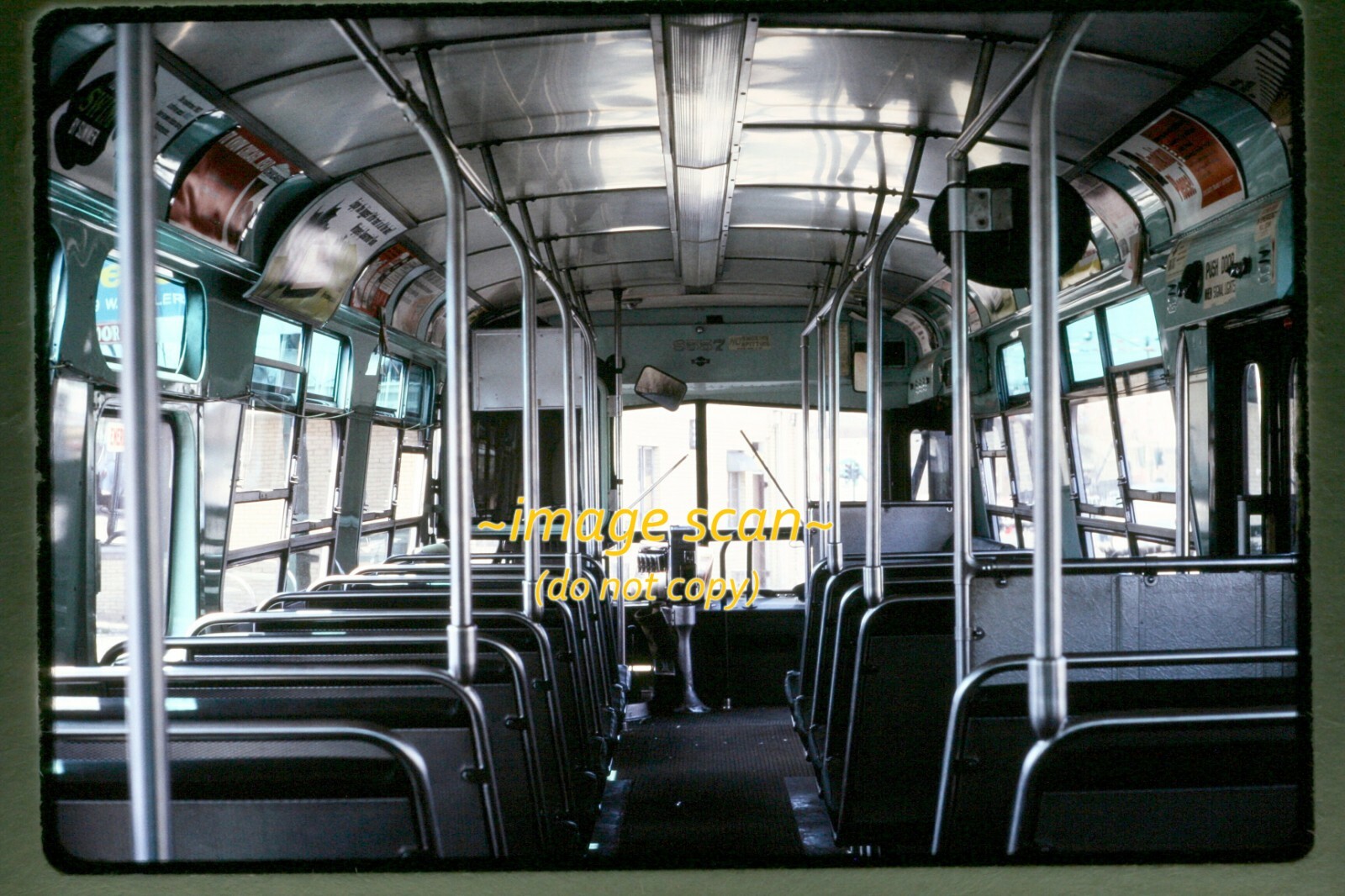 CTA Chicago Transit Bus 8557 Interior in 1965, Kodachrome Slide h17b