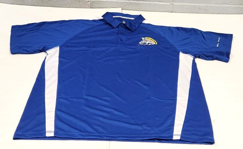 New York City MTA Bus Roadeo Shirt Patch & Pins Blue Polo Shirt ~ Size XXL